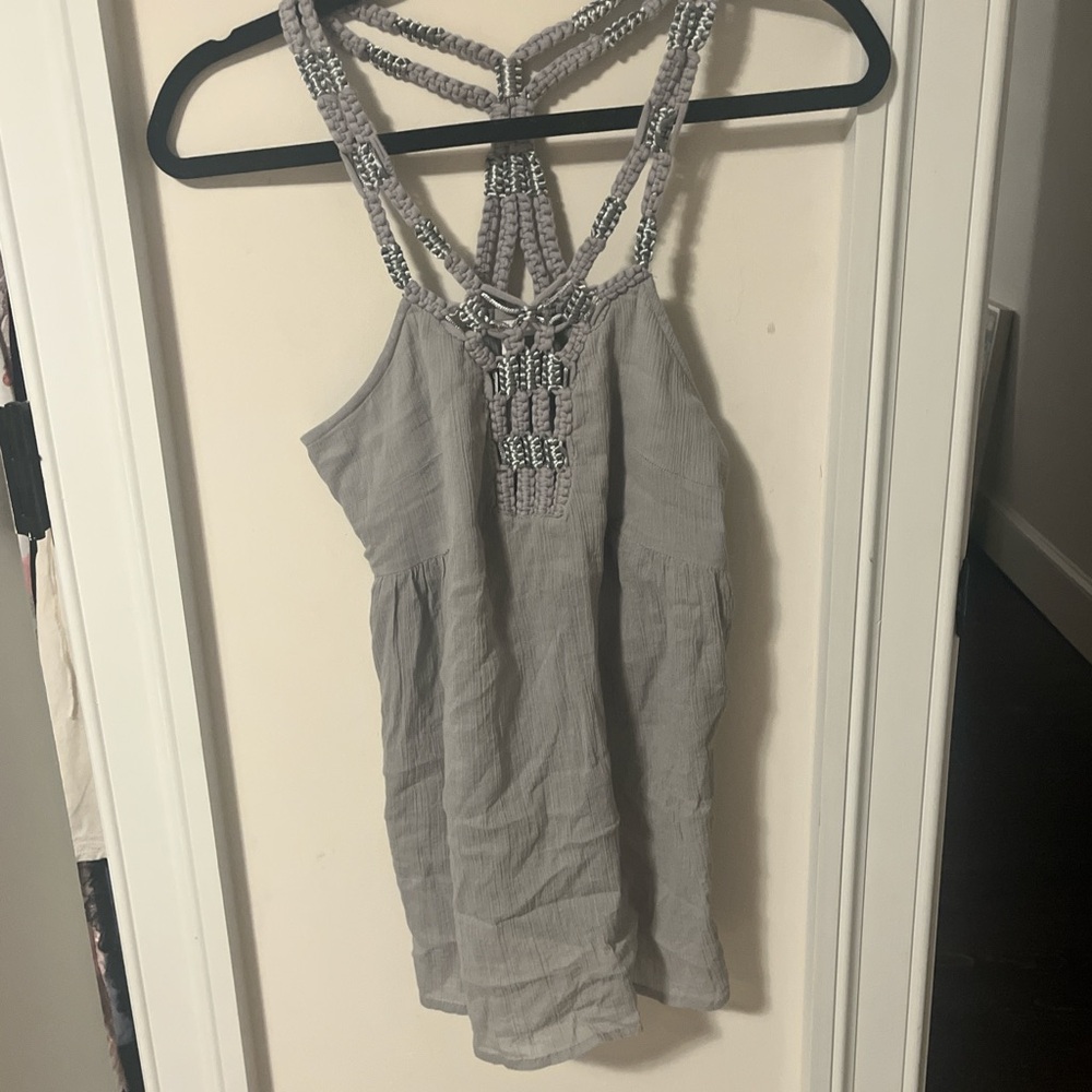 Calypso St. Barth Gray Beaded Tank Top